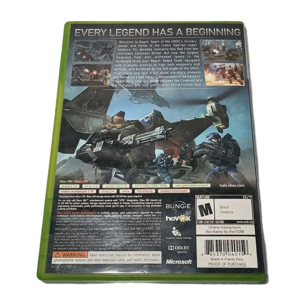 Halo Reach Microsoft Xbox 360 CIB Complete FPS Video Game W/ Manual